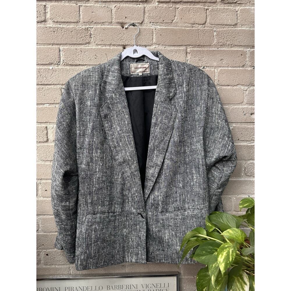 Vintage 80s Oversized David B Womens Tweed Coat Size 11 Light Academia Preppy
